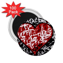 Red Graffiti Style Hart  2 25  Magnets (100 Pack) 