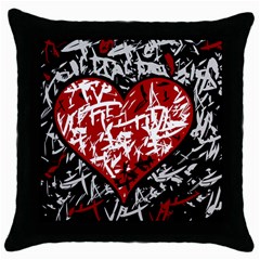 Red Graffiti Style Hart  Throw Pillow Case (black) by Valentinaart