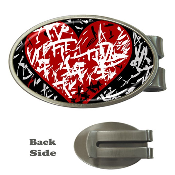 Red graffiti style hart  Money Clips (Oval) 