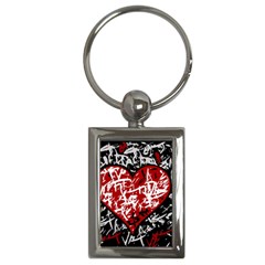 Red Graffiti Style Hart  Key Chains (rectangle) 