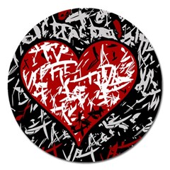 Red Graffiti Style Hart  Magnet 5  (round)