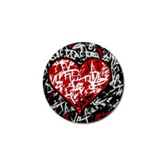 Red Graffiti Style Hart  Golf Ball Marker