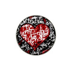 Red Graffiti Style Hart  Hat Clip Ball Marker (10 Pack)