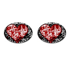 Red Graffiti Style Hart  Cufflinks (oval) by Valentinaart