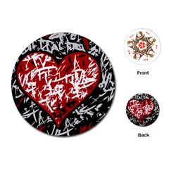 Red Graffiti Style Hart  Playing Cards (round) 