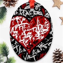 Red Graffiti Style Hart  Oval Ornament (two Sides) by Valentinaart