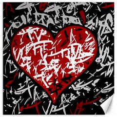 Red Graffiti Style Hart  Canvas 12  X 12   by Valentinaart