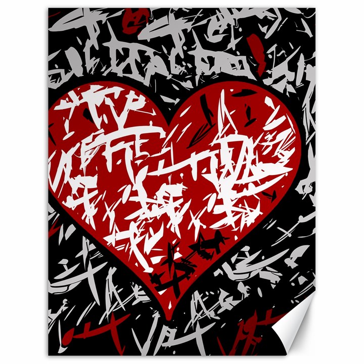 Red graffiti style hart  Canvas 18  x 24  