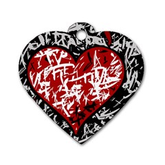 Red Graffiti Style Hart  Dog Tag Heart (two Sides) by Valentinaart