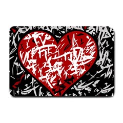 Red Graffiti Style Hart  Small Doormat  by Valentinaart