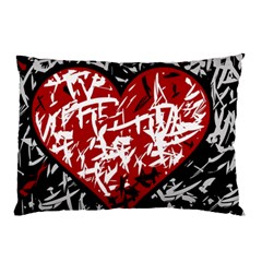 Red Graffiti Style Hart  Pillow Case