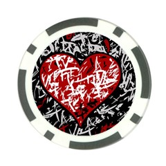 Red Graffiti Style Hart  Poker Chip Card Guards (10 Pack) 