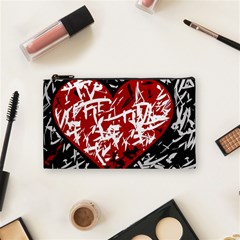 Red Graffiti Style Hart  Cosmetic Bag (small) 