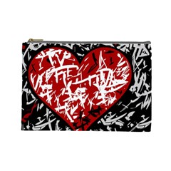 Red Graffiti Style Hart  Cosmetic Bag (large)  by Valentinaart