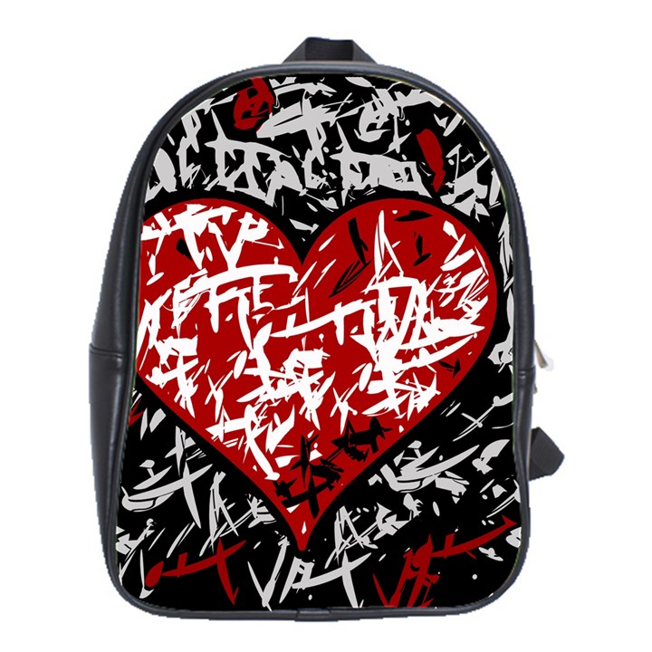 Red graffiti style hart  School Bags(Large) 