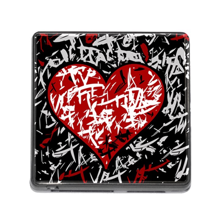 Red graffiti style hart  Memory Card Reader (Square)