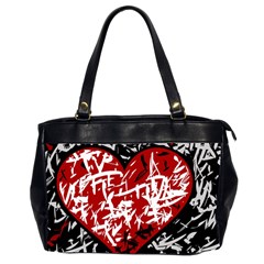 Red Graffiti Style Hart  Office Handbags (2 Sides)  by Valentinaart