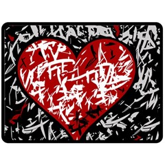 Red Graffiti Style Hart  Fleece Blanket (large)  by Valentinaart