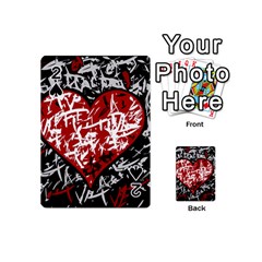 Red Graffiti Style Hart  Playing Cards 54 (mini)  by Valentinaart