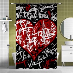 Red Graffiti Style Hart  Shower Curtain 48  X 72  (small) 