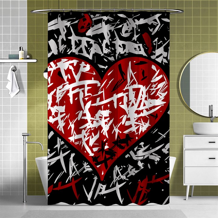 Red graffiti style hart  Shower Curtain 48  x 72  (Small) 