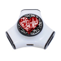 Red Graffiti Style Hart  3-port Usb Hub by Valentinaart