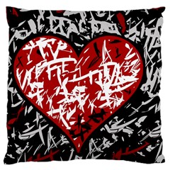 Red Graffiti Style Hart  Large Cushion Case (two Sides) by Valentinaart