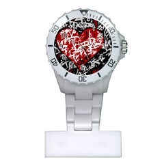 Red Graffiti Style Hart  Plastic Nurses Watch by Valentinaart