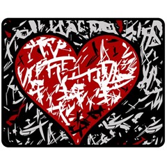 Red Graffiti Style Hart  Double Sided Fleece Blanket (medium) 