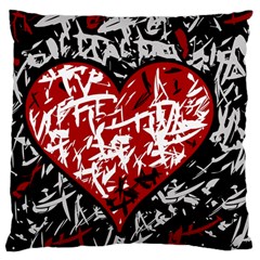 Red Graffiti Style Hart  Large Flano Cushion Case (one Side) by Valentinaart