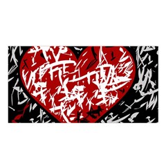 Red Graffiti Style Hart  Satin Shawl by Valentinaart