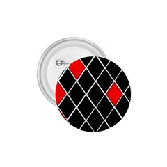 Elegant Black And White Red Diamonds Pattern 1 75  Buttons