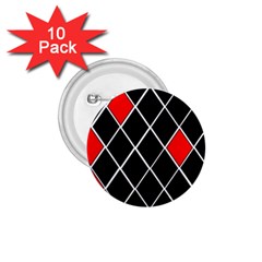 Elegant Black And White Red Diamonds Pattern 1 75  Buttons (10 Pack) by yoursparklingshop