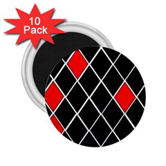 Elegant Black And White Red Diamonds Pattern 2 25  Magnets (10 Pack) 