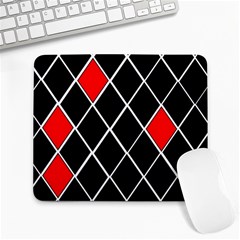 Elegant Black And White Red Diamonds Pattern Large Mousepads