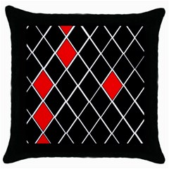 Elegant Black And White Red Diamonds Pattern Throw Pillow Case (black) by yoursparklingshop