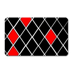 Elegant Black And White Red Diamonds Pattern Magnet (rectangular) by yoursparklingshop