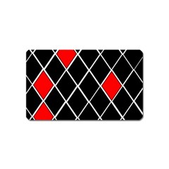 Elegant Black And White Red Diamonds Pattern Magnet (name Card)