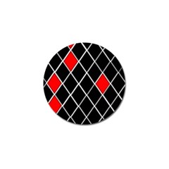 Elegant Black And White Red Diamonds Pattern Golf Ball Marker by yoursparklingshop