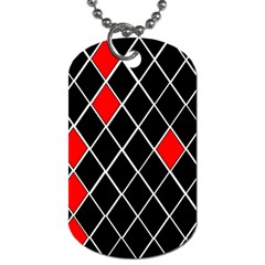 Elegant Black And White Red Diamonds Pattern Dog Tag (two Sides)