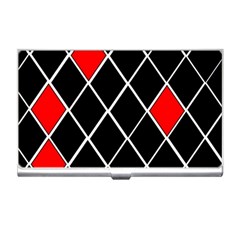 Elegant Black And White Red Diamonds Pattern Business Card Holders