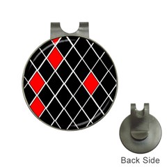 Elegant Black And White Red Diamonds Pattern Hat Clips With Golf Markers