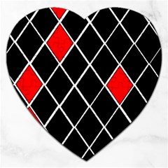 Elegant Black And White Red Diamonds Pattern Jigsaw Puzzle (heart)