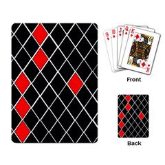 Elegant Black And White Red Diamonds Pattern Playing Card by yoursparklingshop