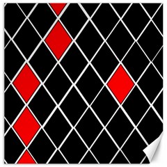 Elegant Black And White Red Diamonds Pattern Canvas 12  X 12  