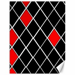 Elegant Black And White Red Diamonds Pattern Canvas 12  X 16  