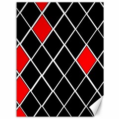 Elegant Black And White Red Diamonds Pattern Canvas 36  X 48  