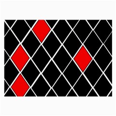 Elegant Black And White Red Diamonds Pattern Large Glasses Cloth (2-side)