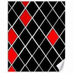 Elegant Black And White Red Diamonds Pattern Canvas 11  X 14  