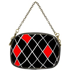 Elegant Black And White Red Diamonds Pattern Chain Purses (two Sides)  by yoursparklingshop